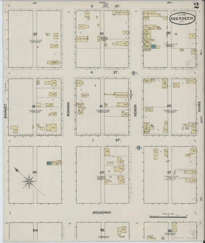 Sanborn Fire Insurance Map from Aberdeen, Grays Harbor County, Washington (1889), Sheet #0002 - Complete Map Set gallery image, historic Sanborn map, vintage wall art, Washington Washington