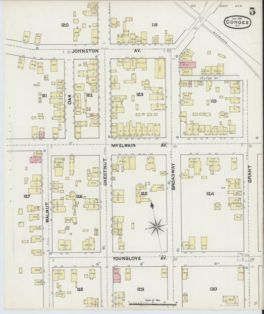 Sanborn Fire Insurance Map from Cohoes, Albany County, New York (1891), Sheet #0005 - Historic Sanborn Fire Insurance Map Print, vintage old map wall art, antique decor, genealogy gift, New York New York map