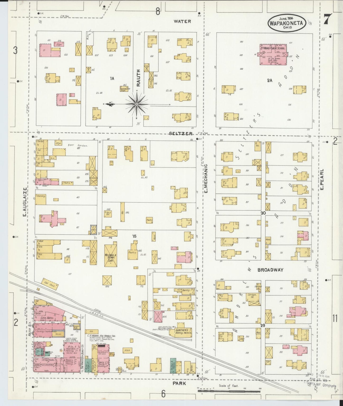 Sanborn Fire Insurance Map from Wapakoneta, Auglaize County, Ohio (1904), Sheet #0007 - Complete Map Set gallery image, historic Sanborn map, vintage wall art, Ohio Ohio