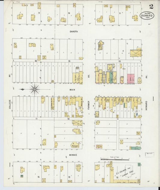 Sanborn Fire Insurance Map from Howard, Miner County, South Dakota (1899), Sheet #0002 - Historic Sanborn Fire Insurance Map Print, vintage old map wall art, antique decor, genealogy gift, South Dakota South Dakota map