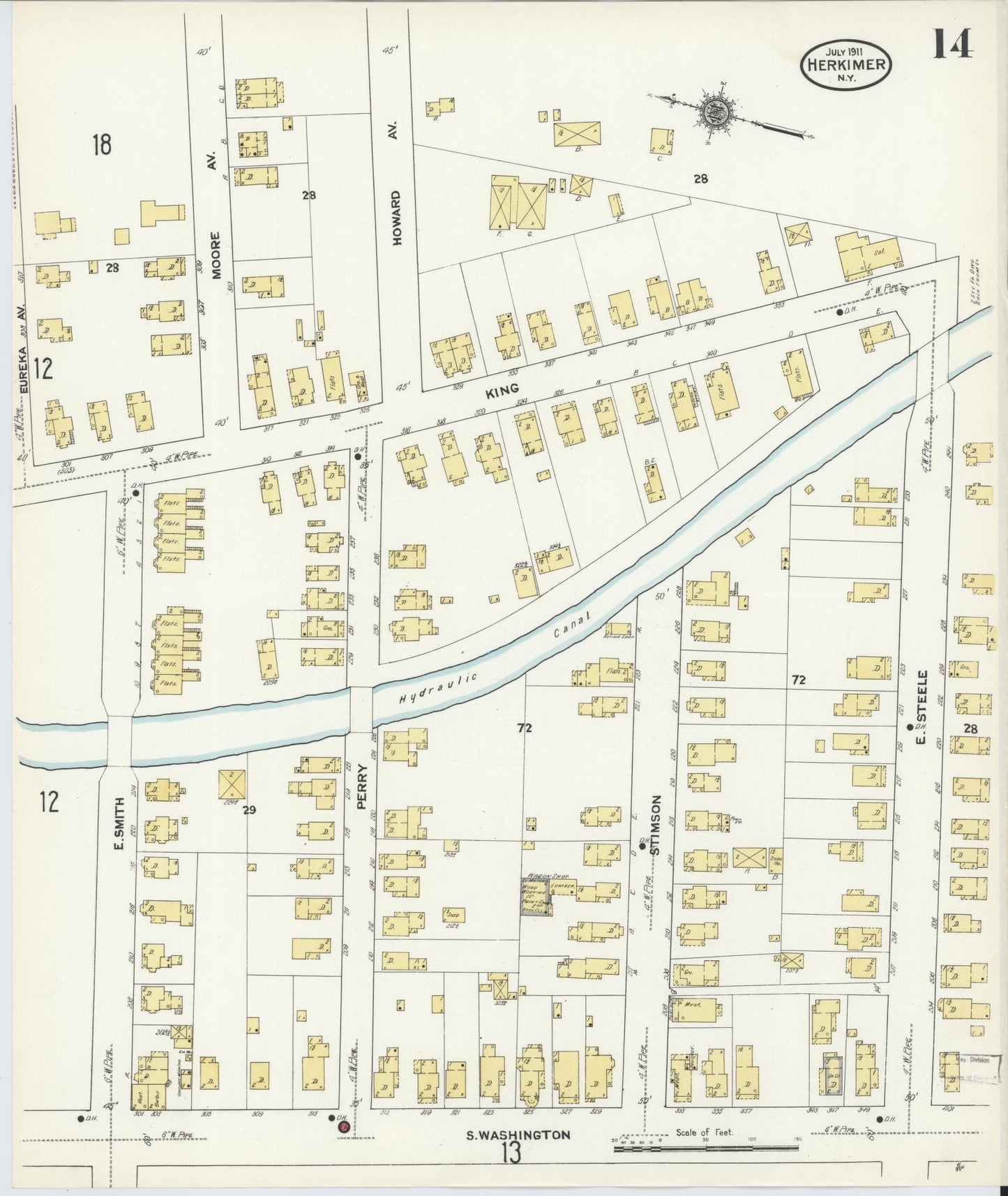 Sanborn Fire Insurance Map from Herkimer, Herkimer County, New York (1911), Sheet #0014 - Complete Map Set gallery image, historic Sanborn map, vintage wall art, New York New York