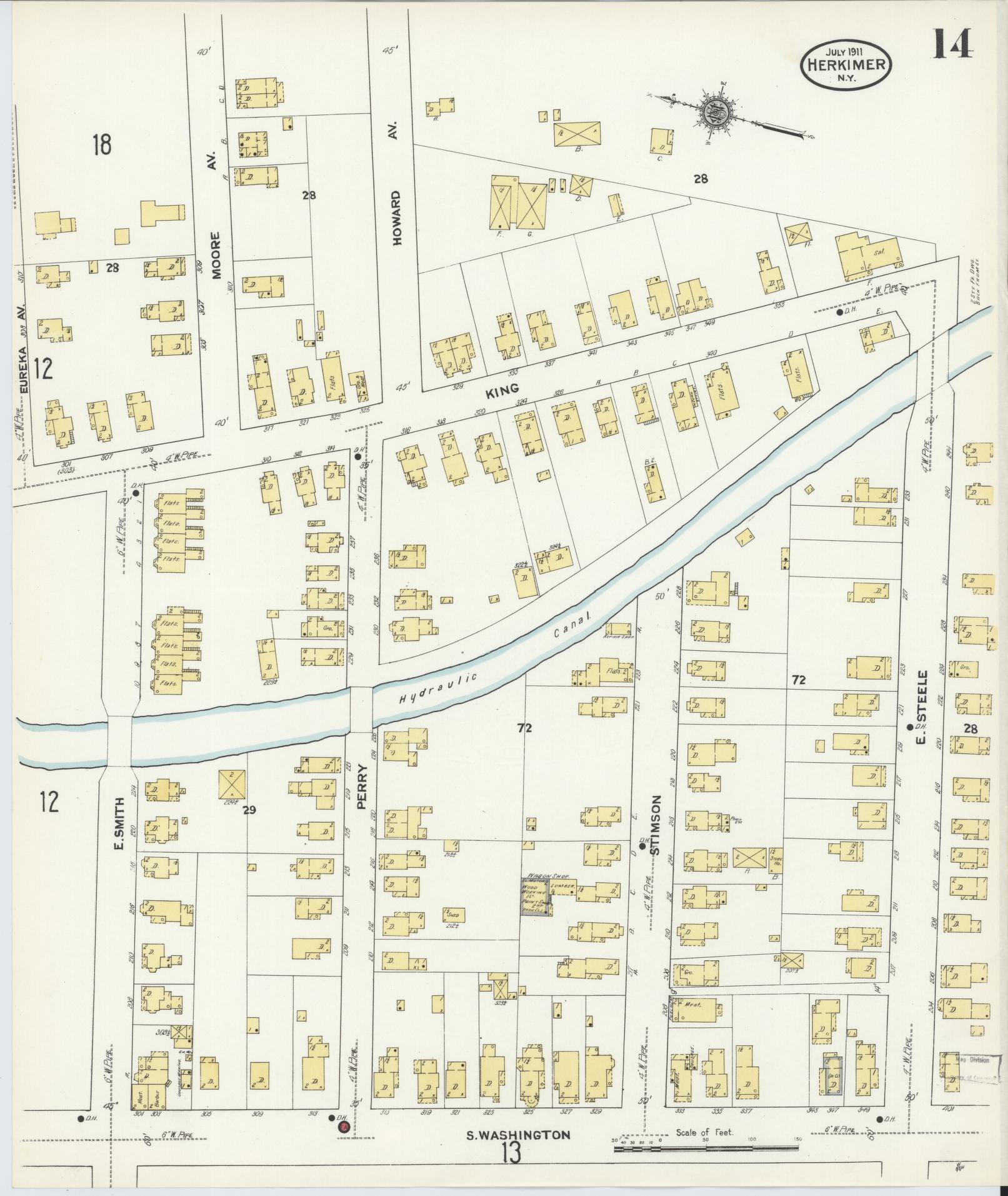Sanborn Fire Insurance Map from Herkimer, Herkimer County, New York (1911), Sheet #0014 - Complete Map Set gallery image, historic Sanborn map, vintage wall art, New York New York