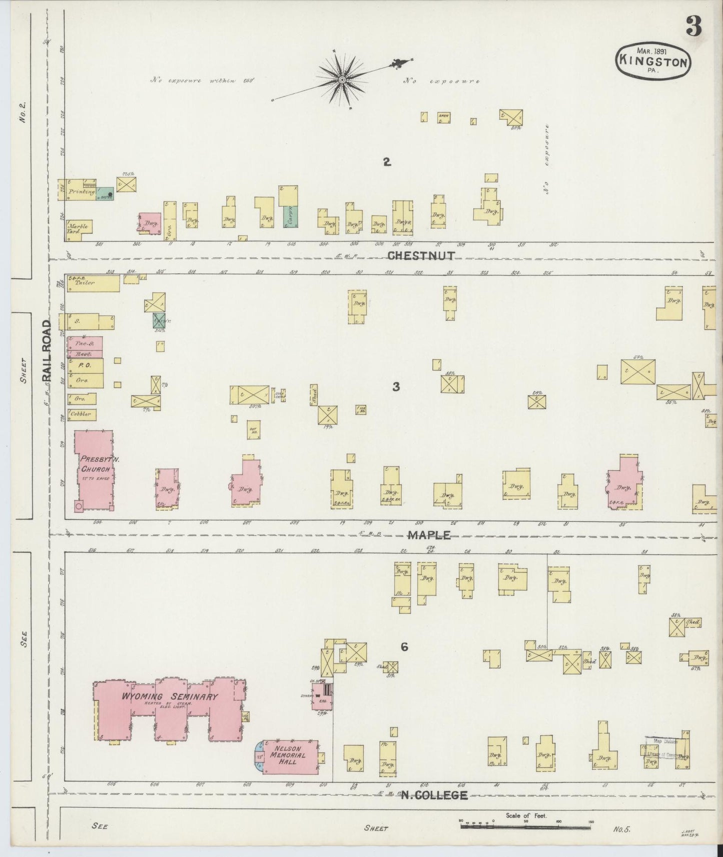 Sanborn Fire Insurance Map from Kingston, Luzerne County, Pennsylvania (1891), Sheet #0003 - Complete Map Set gallery image, historic Sanborn map, vintage wall art, Pennsylvania Pennsylvania