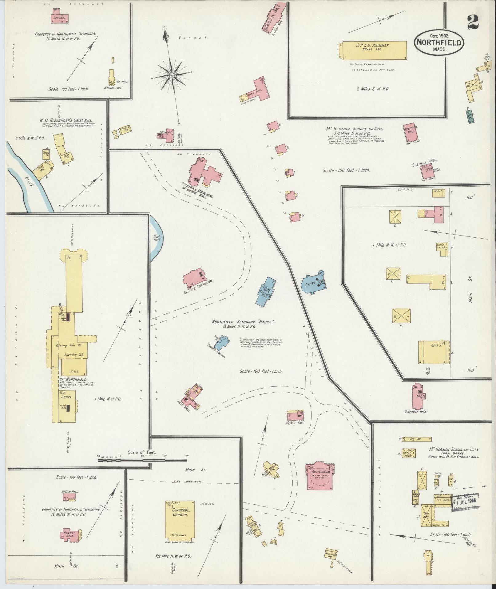 Sanborn Fire Insurance Map from Northfield, Franklin County, Massachusetts (1902), Sheet #0002 - Complete Map Set gallery image, historic Sanborn map, vintage wall art, Massachusetts Massachusetts