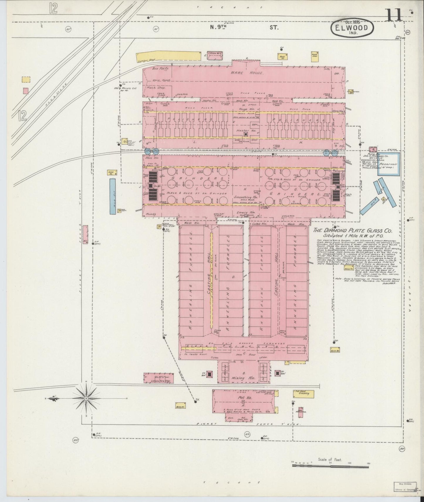 Sanborn Fire Insurance Map from Elwood, Madison County, Indiana (1895), Sheet #0011 - Complete Map Set gallery image, historic Sanborn map, vintage wall art, Indiana Indiana