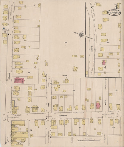 Sanborn Fire Insurance Map from Cochranton, Crawford County, Pennsylvania (1922), Sheet #0004 - Historic Sanborn Fire Insurance Map Print, vintage old map wall art, antique decor, genealogy gift, Pennsylvania Pennsylvania map