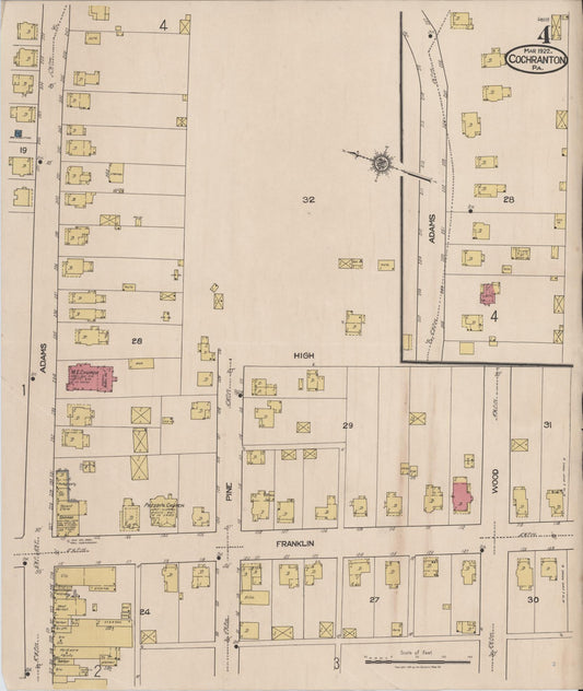 Sanborn Fire Insurance Map from Cochranton, Crawford County, Pennsylvania (1922), Sheet #0004 - Historic Sanborn Fire Insurance Map Print, vintage old map wall art, antique decor, genealogy gift, Pennsylvania Pennsylvania map