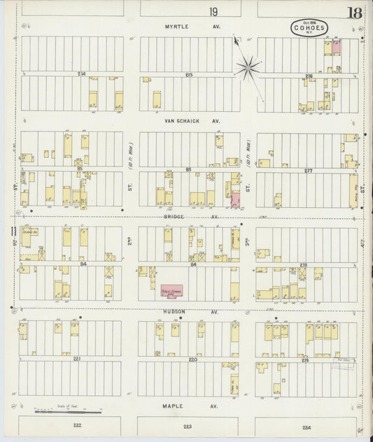 Sanborn Fire Insurance Map from Cohoes, Albany County, New York (1896), Sheet #0018 - Historic Sanborn Fire Insurance Map Print, vintage old map wall art, antique decor, genealogy gift, New York New York map