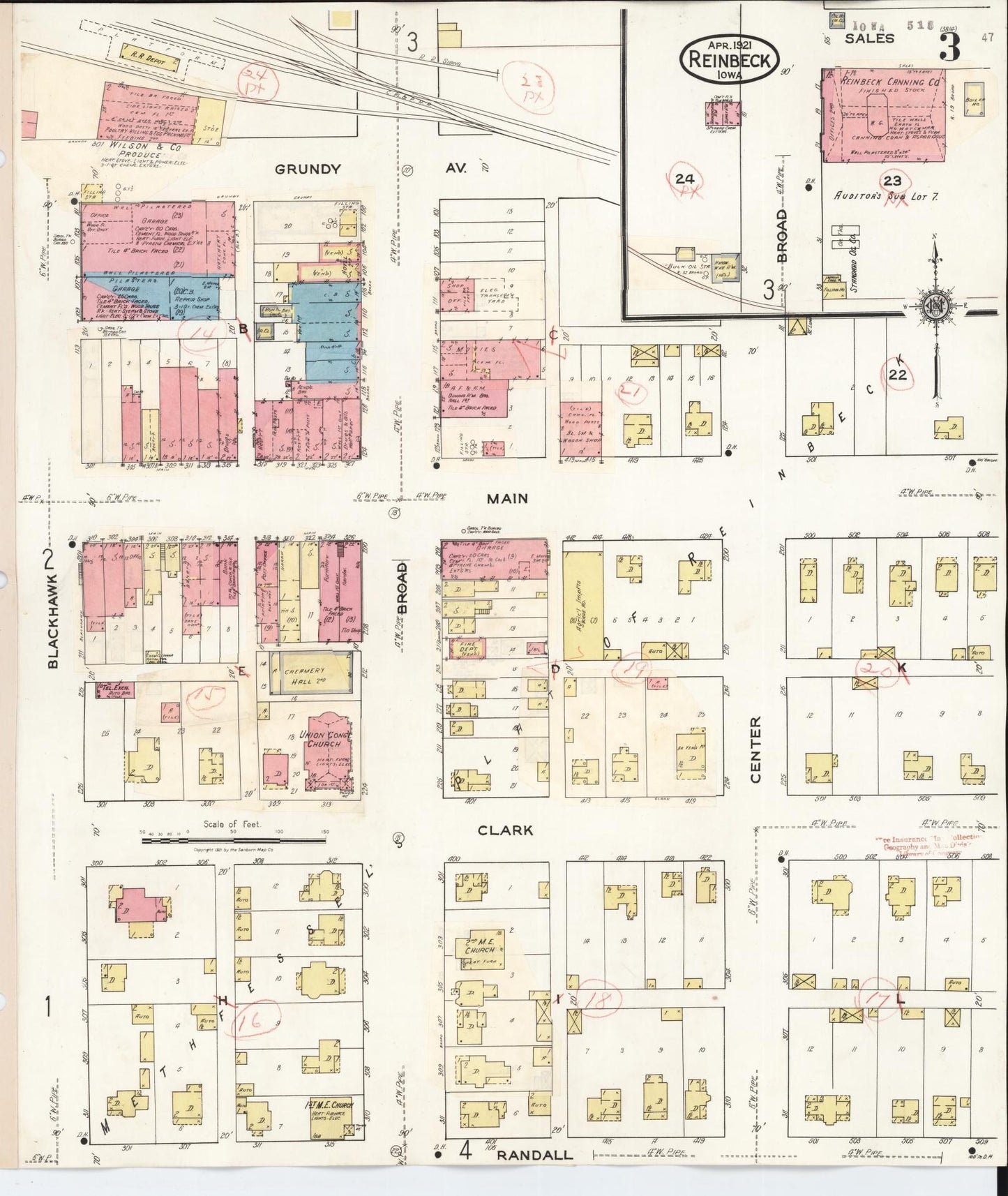 Sanborn Fire Insurance Map from Reinbeck, Grundy County, Iowa (1935), Sheet #0003 - Historic Sanborn Fire Insurance Map Print