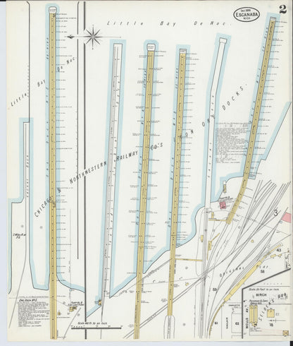 Sanborn Fire Insurance Map from Escanaba, Delta County, Michigan (1899), Sheet #0002 - Complete Map Set gallery image, historic Sanborn map, vintage wall art, Michigan Michigan