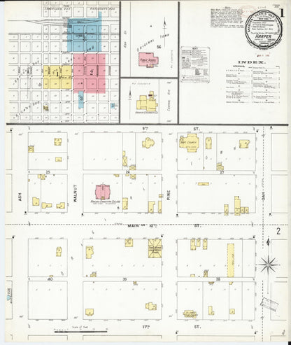 Sanborn Fire Insurance Map from Harper, Harper County, Kansas (1899), Sheet #0001 - Complete Map Set gallery image, historic Sanborn map, vintage wall art, Kansas Kansas