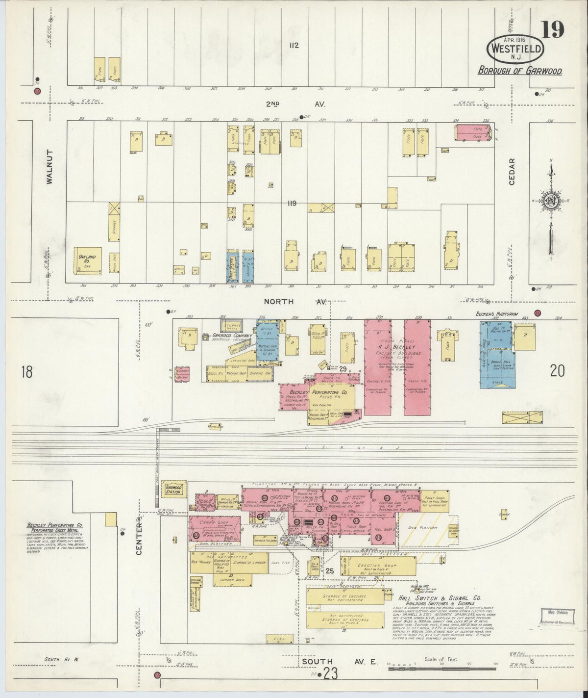 Sanborn Fire Insurance Map from Westfield, Union County, New Jersey (1916), Sheet #0019 - Complete Map Set gallery image, historic Sanborn map, vintage wall art, New Jersey New Jersey