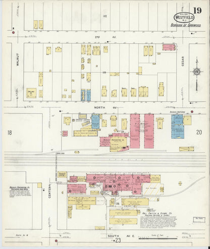 Sanborn Fire Insurance Map from Westfield, Union County, New Jersey (1916), Sheet #0019 - Complete Map Set gallery image, historic Sanborn map, vintage wall art, New Jersey New Jersey
