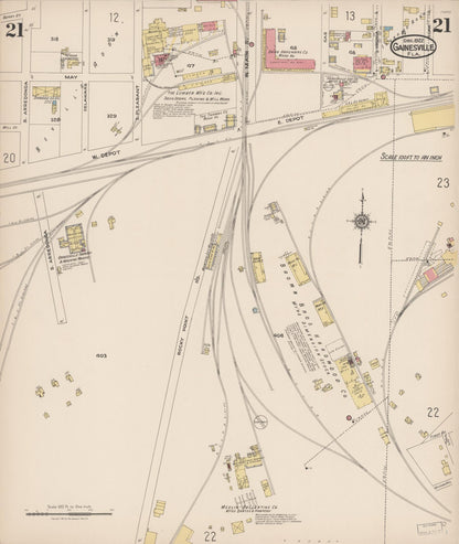 Sanborn Fire Insurance Map from Gainesville, Alachua County, Florida (1922), Sheet #0021 - Complete Map Set gallery image, historic Sanborn map, vintage wall art, Florida Florida