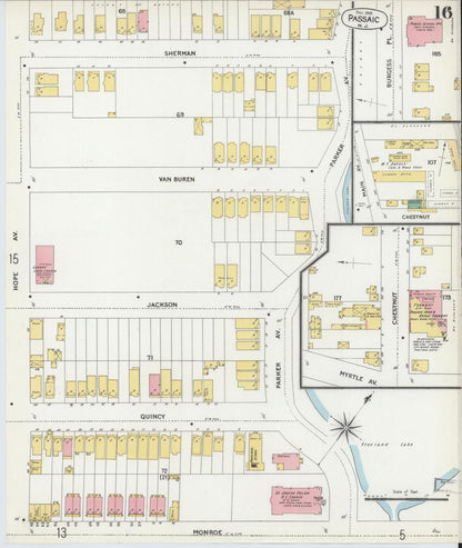 Sanborn Fire Insurance Map from Passaic, Passaic County, New Jersey (1903), Sheet #0016 - Complete Map Set gallery image, historic Sanborn map, vintage wall art, New Jersey New Jersey