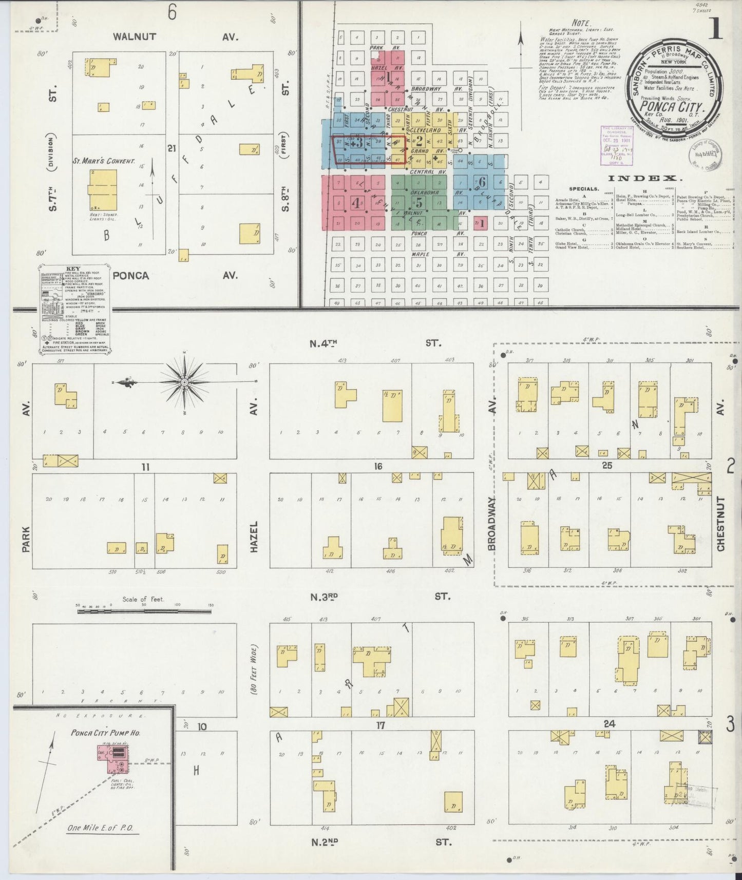 Sanborn Fire Insurance Map from Ponca City, Kay County, Oklahoma. (1901) – Historic Sanborn Fire Insurance Map Print