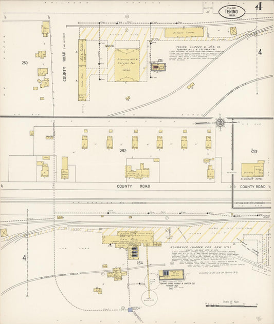 Sanborn Fire Insurance Map from Tenino, Thurston County, Washington (1910), Sheet #0004 - Historic Sanborn Fire Insurance Map Print, vintage old map wall art, antique decor, genealogy gift, Washington Washington map
