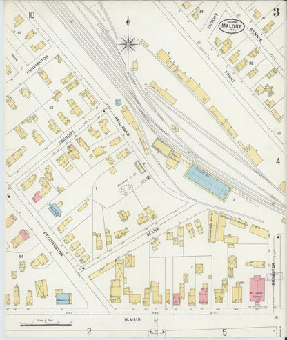 Sanborn Fire Insurance Map from Malone, Franklin County, New York (1898), Sheet #0003 - Historic Sanborn Fire Insurance Map Print, vintage old map wall art, antique decor, genealogy gift, New York New York map