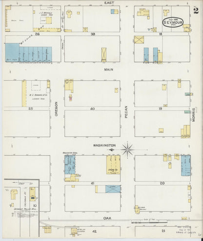 Sanborn Fire Insurance Map from Seymour, Baylor County, Texas (1892), Sheet #0002 - Historic Sanborn Fire Insurance Map Print, vintage old map wall art, antique decor, genealogy gift, Texas Texas map