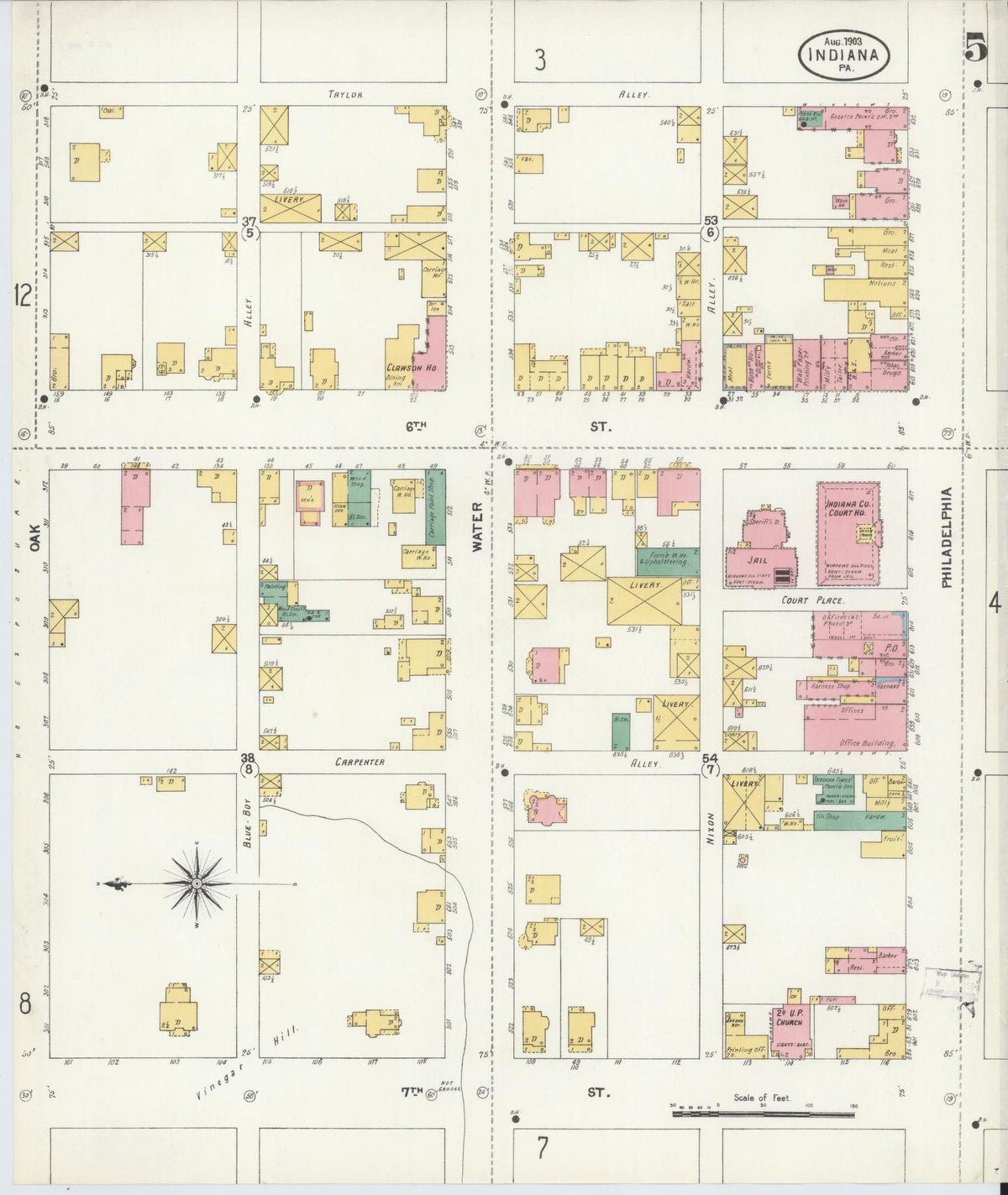 Sanborn Fire Insurance Map from Indiana, Indiana County, Pennsylvania (1903), Sheet #0005 - Complete Map Set gallery image, historic Sanborn map, vintage wall art, Pennsylvania Pennsylvania