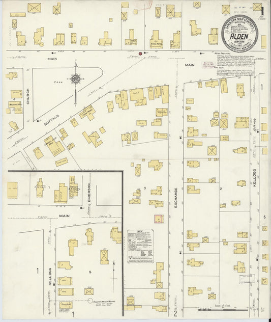 Sanborn Fire Insurance Map from Alden, Erie County, New York (1911), Sheet #0001 - Complete Map Set gallery image, historic Sanborn map, vintage wall art, New York New York