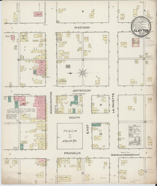 Sanborn Fire Insurance Map from Clayton, Adams County, Illinois (1885), Sheet #0001 - Historic Sanborn Fire Insurance Map Print, vintage old map wall art, antique decor, genealogy gift, Illinois Illinois map