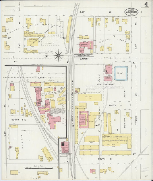 Sanborn Fire Insurance Map from Monmouth, Warren County, Illinois (1898), Sheet #0004 - Historic Sanborn Fire Insurance Map Print, vintage old map wall art, antique decor, genealogy gift, Illinois Illinois map