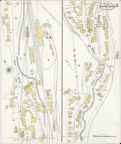 Sanborn Fire Insurance Map from Bingham Canyon, Salt Lake County, Utah (1907), Sheet #0003 - Complete Map Set gallery image, historic Sanborn map, vintage wall art, Utah Utah