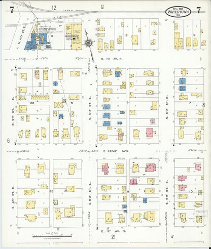 Sanborn Fire Insurance Map from Watertown, Codington County, South Dakota (1923), Sheet #0007 - Complete Map Set gallery image, historic Sanborn map, vintage wall art, South Dakota South Dakota