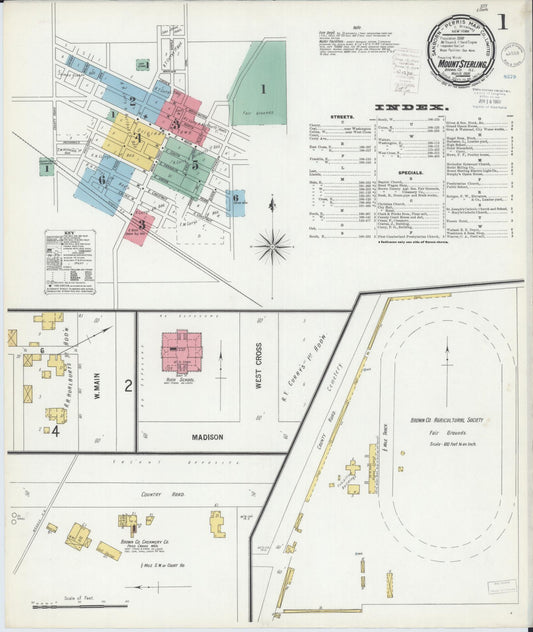 Sanborn Fire Insurance Map from Mount Sterling, Brown County, Illinois (1900), Sheet #0001 - Historic Sanborn Fire Insurance Map Print, vintage old map wall art, antique decor, genealogy gift, Illinois Illinois map