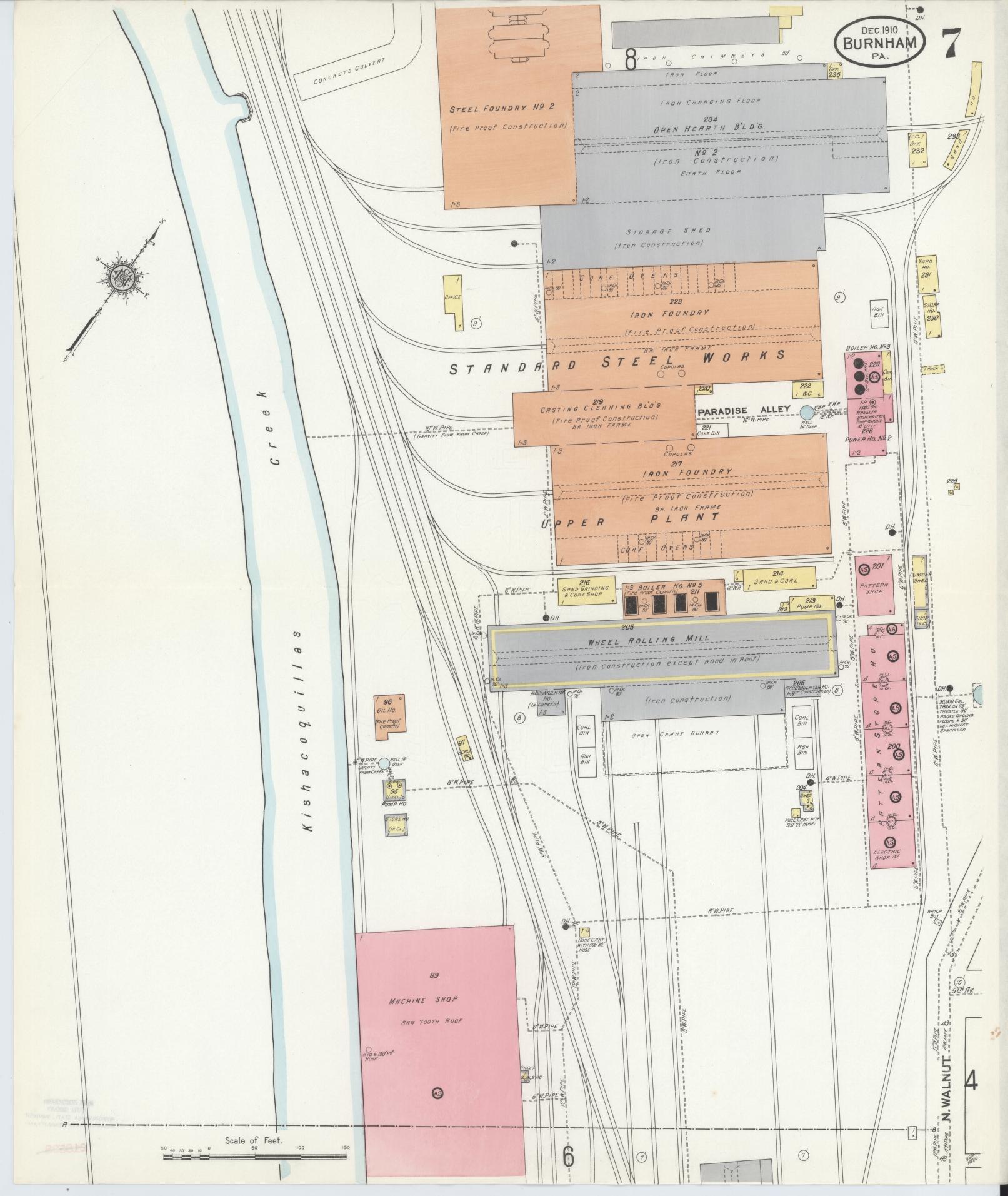 Sanborn Fire Insurance Map from Burnham, Mifflin County, Pennsylvania (1910), Sheet #0007 - Historic Sanborn Fire Insurance Map Print, vintage old map wall art, antique decor, genealogy gift, Pennsylvania Pennsylvania map