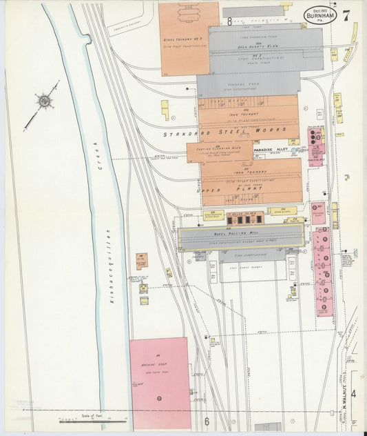 Sanborn Fire Insurance Map from Burnham, Mifflin County, Pennsylvania (1910), Sheet #0007 - Historic Sanborn Fire Insurance Map Print, vintage old map wall art, antique decor, genealogy gift, Pennsylvania Pennsylvania map