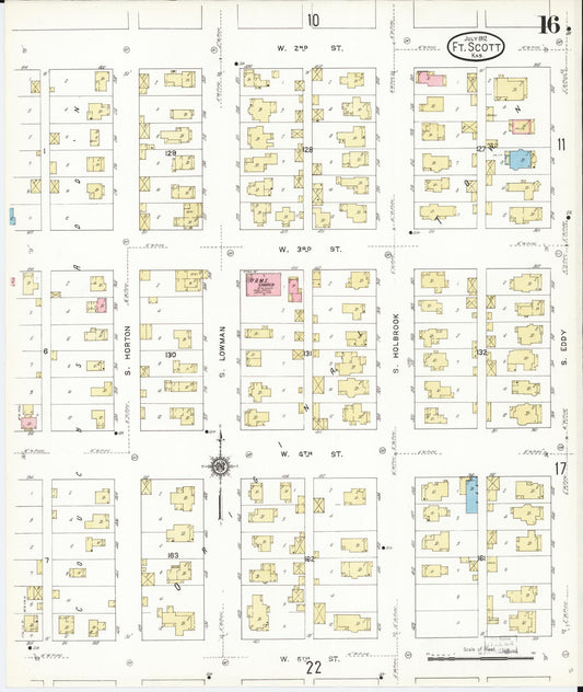 Sanborn Fire Insurance Map from Fort Scott, Bourbon County, Kansas (1912), Sheet #0016 - Historic Sanborn Fire Insurance Map Print, vintage old map wall art, antique decor, genealogy gift, Kansas Kansas map