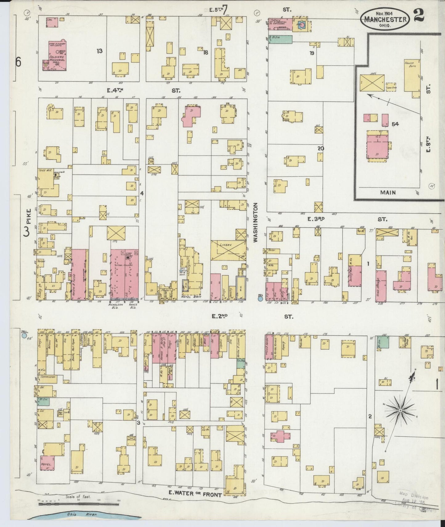 Sanborn Fire Insurance Map from Manchester, Adams County, Ohio (1904), Sheet #0002 - Historic Sanborn Fire Insurance Map Print, vintage old map wall art, antique decor, genealogy gift, Ohio Ohio map
