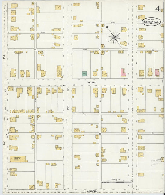 Sanborn Fire Insurance Map from Hughesville, Lycoming County, Pennsylvania (1906), Sheet #0004 - Historic Sanborn Fire Insurance Map Print, vintage old map wall art, antique decor, genealogy gift, Pennsylvania Pennsylvania map