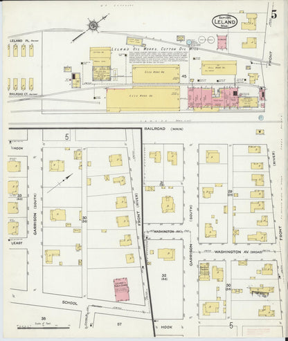 Sanborn Fire Insurance Map from Leland, Washington County, Mississippi (1915), Sheet #0005 - Complete Map Set gallery image, historic Sanborn map, vintage wall art, Mississippi Mississippi