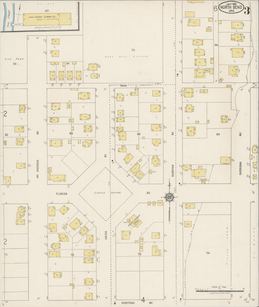 Sanborn Fire Insurance Map from North Bend, Coos County, Oregon (1920), Sheet #0003 - Historic Sanborn Fire Insurance Map Print, vintage old map wall art, antique decor, genealogy gift, Oregon Oregon map