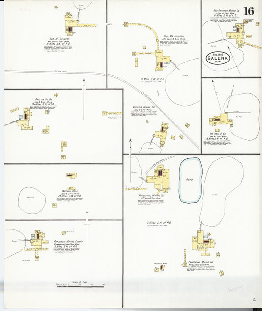 Sanborn Fire Insurance Map from Galena, Cherokee County, Kansas (1905), Sheet #0016 - Historic Sanborn Fire Insurance Map Print, vintage old map wall art, antique decor, genealogy gift, Kansas Kansas map