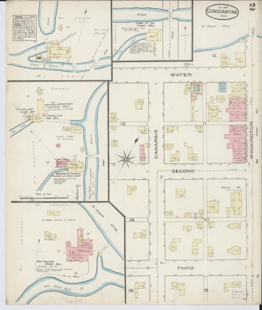Sanborn Fire Insurance Map from Constantine, Saint Joseph County, Michigan (1884), Sheet #0002 - Historic Sanborn Fire Insurance Map Print, vintage old map wall art, antique decor, genealogy gift, Michigan Michigan map