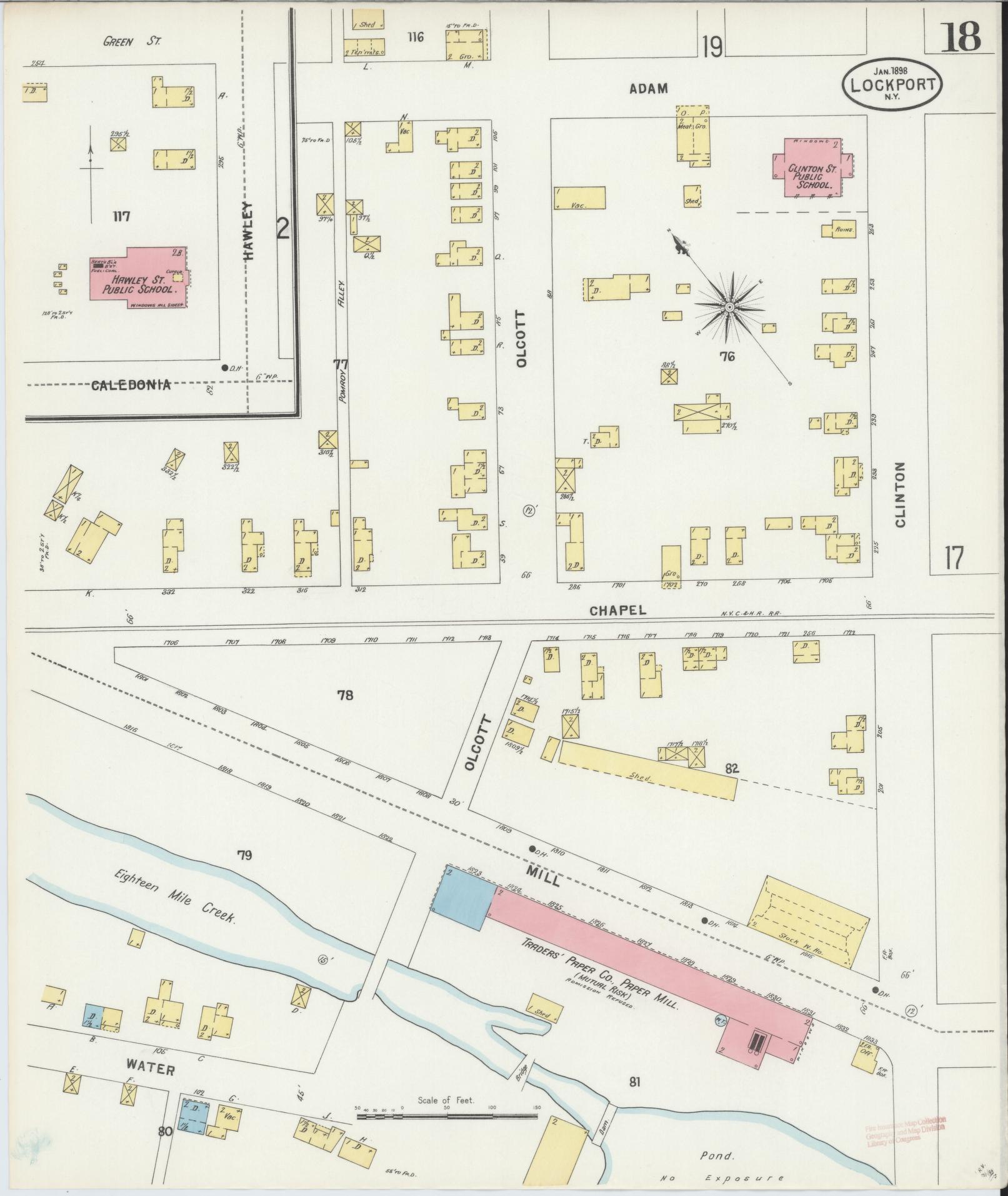 Sanborn Fire Insurance Map from Lockport, Niagara County, New York (1898), Sheet #0018 - Complete Map Set gallery image, historic Sanborn map, vintage wall art, New York New York