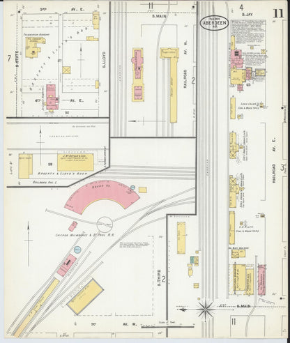 Sanborn Fire Insurance Map from Aberdeen, Brown County, South Dakota (1904), Sheet #0011 - Complete Map Set gallery image, historic Sanborn map, vintage wall art, South Dakota South Dakota