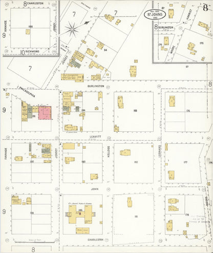 Sanborn Fire Insurance Map from Saint Johns, Multnomah County, Oregon (1905), Sheet #0008 - Complete Map Set gallery image, historic Sanborn map, vintage wall art, Oregon Oregon