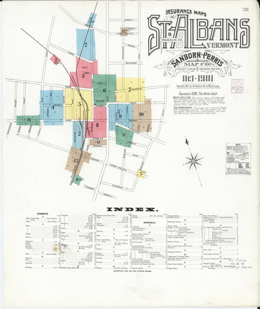 Sanborn Fire Insurance Map from Saint Albans, Franklin County, Vermont. (1901) – Historic Sanborn Fire Insurance Map Print