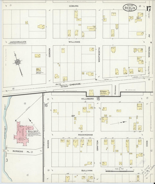 Sanborn Fire Insurance Map from Berlin, Coos County, New Hampshire (1914), Sheet #0017 - Historic Sanborn Fire Insurance Map Print, vintage old map wall art, antique decor, genealogy gift, New Hampshire New Hampshire map