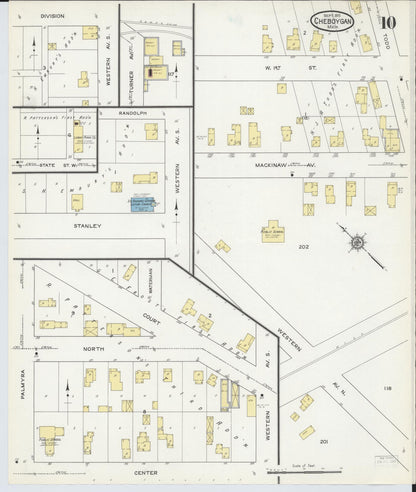 Sanborn Fire Insurance Map from Cheboygan, Cheboygan County, Michigan (1915), Sheet #0010 - Complete Map Set gallery image, historic Sanborn map, vintage wall art, Michigan Michigan