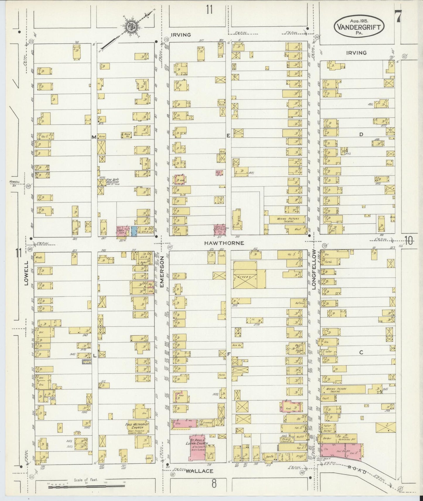 Sanborn Fire Insurance Map from Vandergrift, Westmoreland County, Pennsylvania (1915), Sheet #0007 - Complete Map Set gallery image, historic Sanborn map, vintage wall art, Pennsylvania Pennsylvania