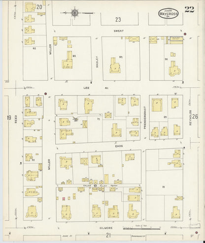 Sanborn Fire Insurance Map from Waycross, Ware County, Georgia (1913), Sheet #0022 - Complete Map Set gallery image, historic Sanborn map, vintage wall art, Georgia Georgia