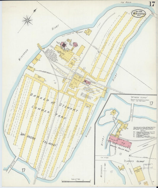 Sanborn Fire Insurance Map from Wausau, Marathon County, Wisconsin (1898), Sheet #0017 - Historic Sanborn Fire Insurance Map Print, vintage old map wall art, antique decor, genealogy gift, Wisconsin Wisconsin map