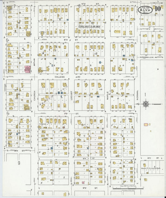 Sanborn Fire Insurance Map from Alva, Woods County, Oklahoma (1920), Sheet #0010 - Historic Sanborn Fire Insurance Map Print, vintage old map wall art, antique decor, genealogy gift, Oklahoma Oklahoma map
