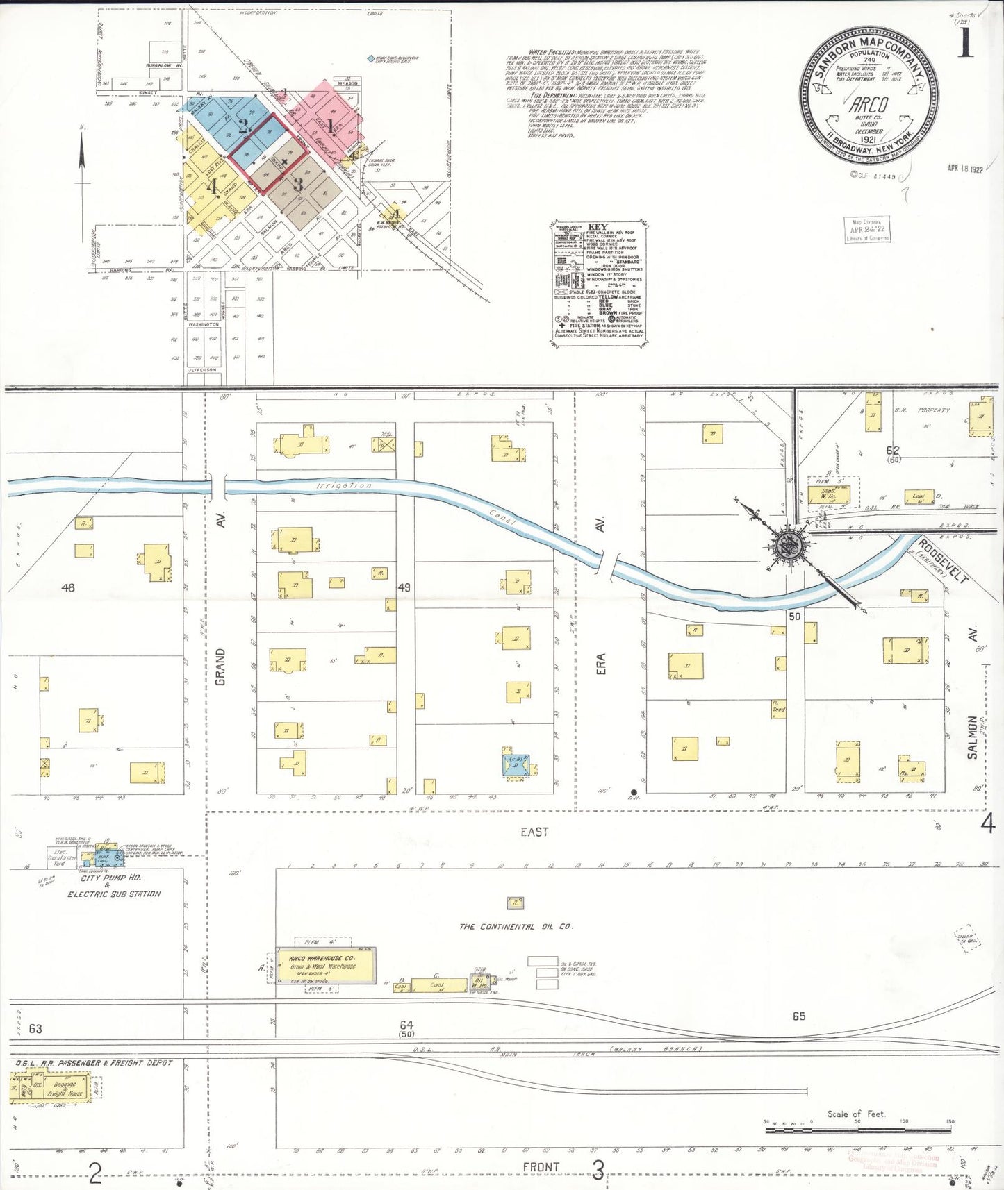 Sanborn Fire Insurance Map from Arco, Butte County, Idaho (1921), Sheet #0001 - Historic Sanborn Fire Insurance Map Print, vintage old map wall art, antique decor, genealogy gift, Idaho Idaho map